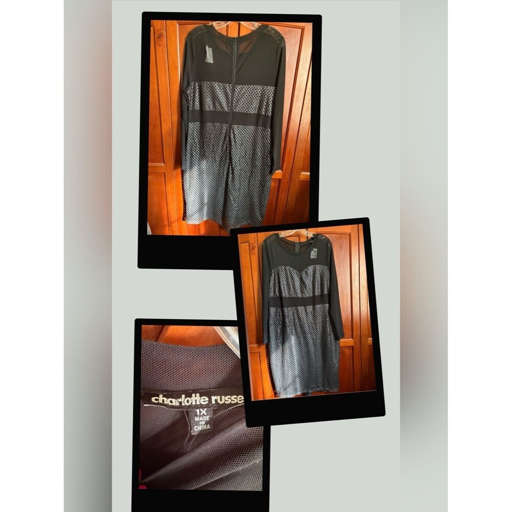 Charlotte Russe Black Long Sleeve Mesh Dress #1602